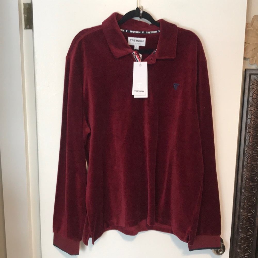 NEW Tretorn Burgundy Velour Shirt. Small‎